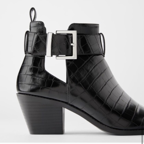 Zara Animal Embossed Croc Bootie Boot - Picture 2 of 11